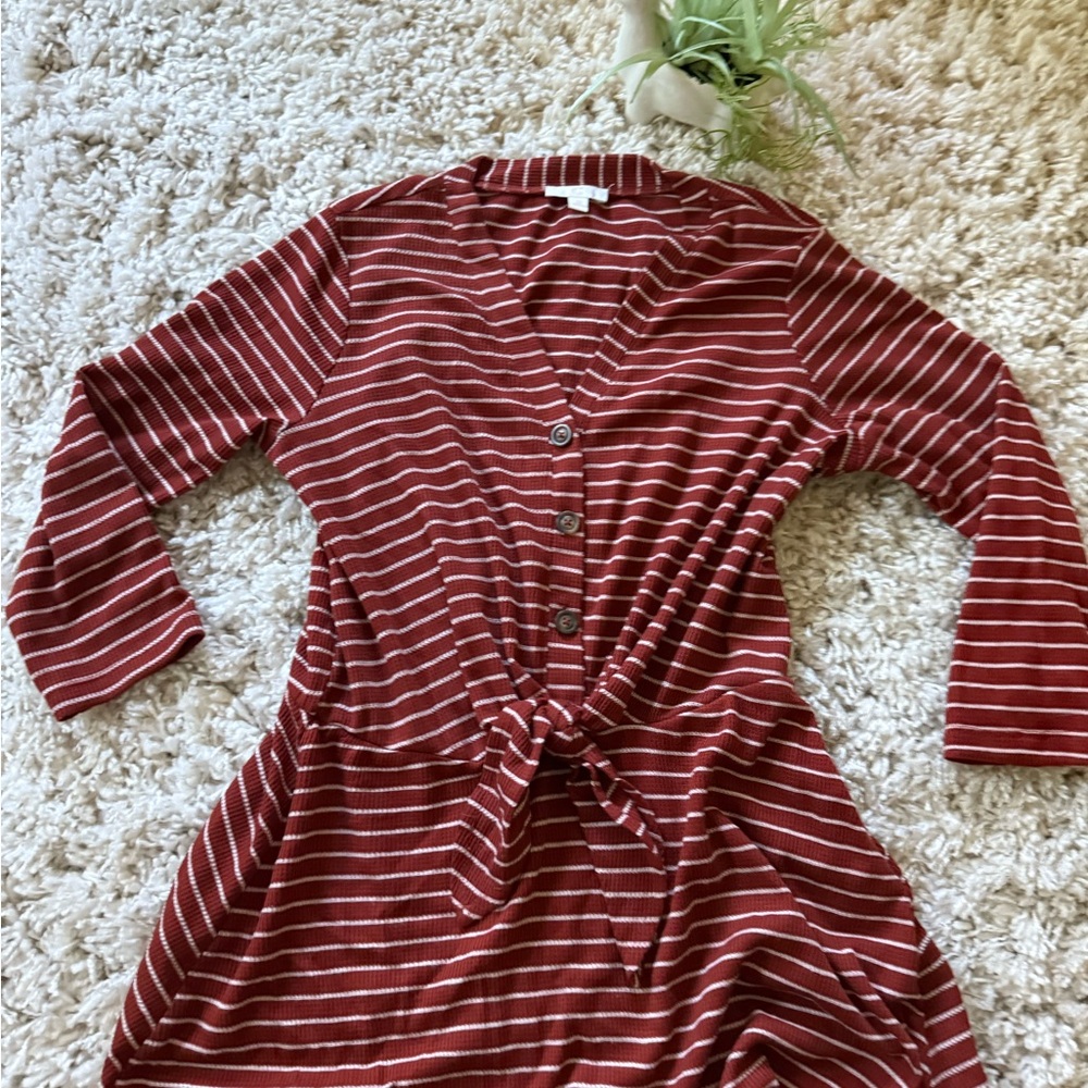 C Brand Burgundy and White Striped Sweater